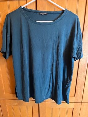 Eileen Fisher Women’s Short-Sleeve Crewneck Tee in Teal Blue